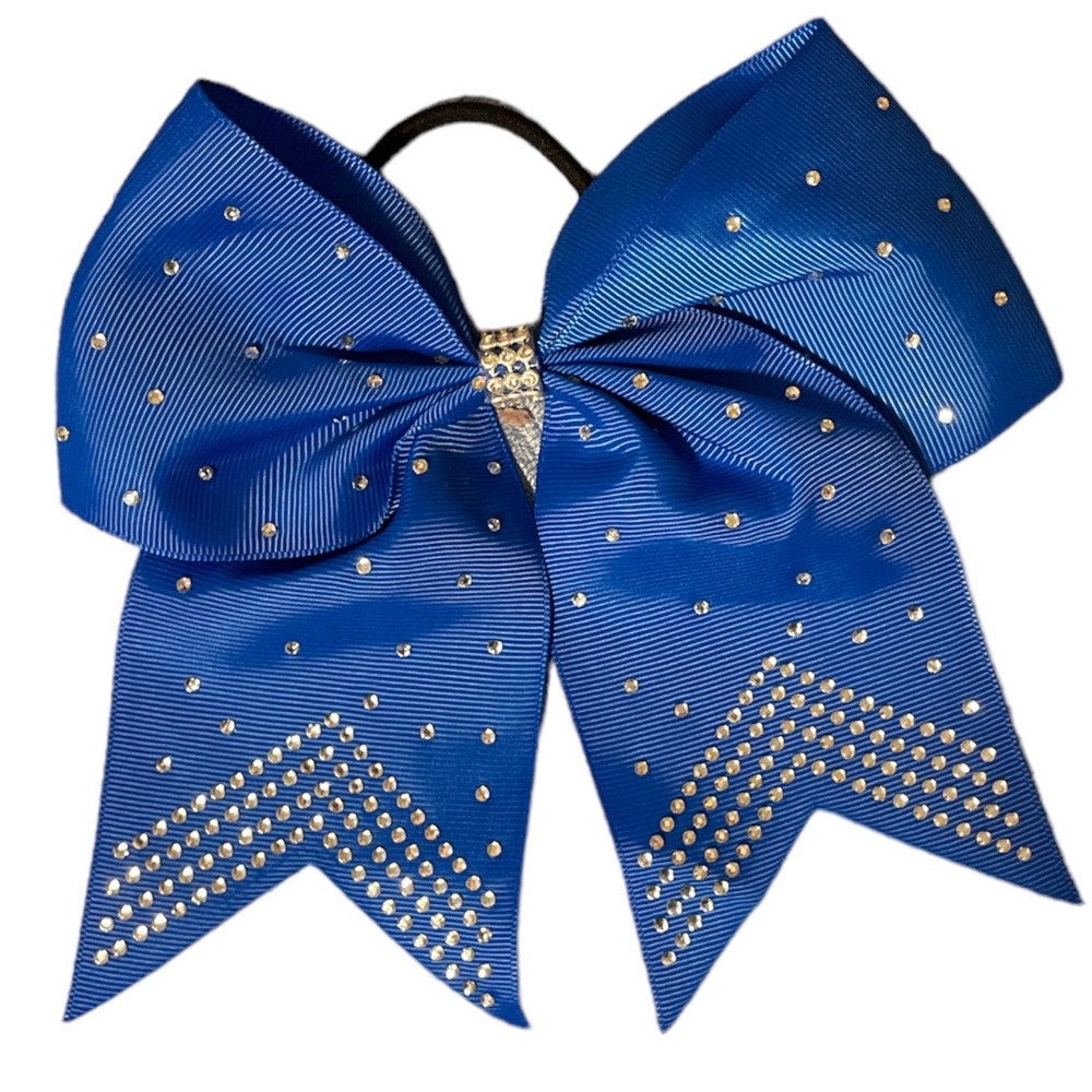 Large Blue Cheer Bow Hair Tie with Rhinestone 💙📣 New
